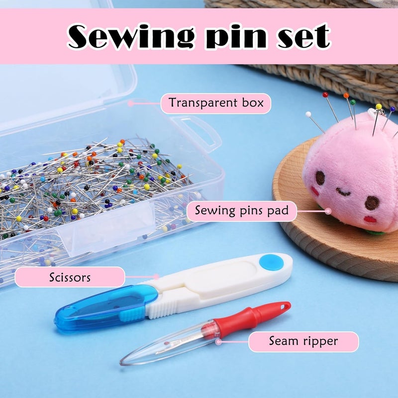 Kogyxe 400pcs Sewing Pins, 1.5inch Straight Pins for Fabric, Multicolor Pearlized Ball Head Pins with Pin Cushion and Other Sewing Accessories for Dressmaker, Jewelry DIY Decoration and Project - Image 4